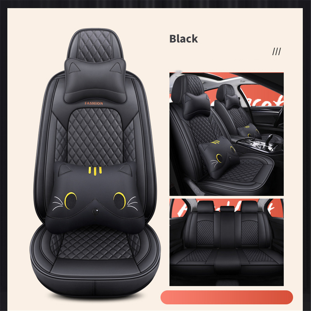 Protector de asiento de coche de ajuste Universal CNWAGNER para cinco plazas, cojín de asiento de coche bonito de piel sintética directa de fábrica
