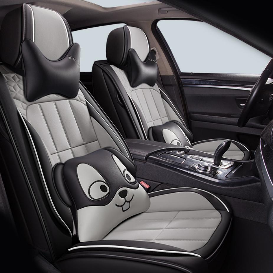Protector de asiento de coche de ajuste Universal CNWAGNER para cinco plazas, directo de fábrica, cojín de asiento de coche con diseño bonito de piel sintética